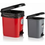 Ark 20 Lt ve 9 Lt Plastik Pedallı Çöp Kovası 2'li Set - Gri