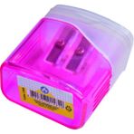 Ark Hazneli Çift Girişli Kalemtraş - Açık Pembe