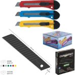Ark Profesyonel Maket Bıçağı ve 18 mm Yedek Uç Karışık Renk 1 Adet Maket Bıçağı 10'lu Yedek Bıçak - Çok Renkli