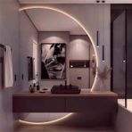Arkadan Aydınlatmalı Yuvarlak Banyo Aynası, Buğu Önleyici LED Ayna, Kısılabilir Işık Özelliğiyle, Giriş ve Giyinme Odası İçin Mükemmel (Sağ, 80 x 120 cm) (Sağ 90x130cm)