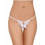 Arkası Açık Fiyonklu Beyaz Dantel String - Tanga CK270022