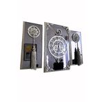 Arkenta 3Lü Gümüş Duvar Saati Takımı Dikdörgen Aynalı Çerçeveli Püsküllü , Wall Clock, Hediye, MS38-1