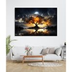 Arkeot Düşünce Ağacı Duvar Tablosu - Salon Oturma Yatak Odası Mutfak Genç Odası Ofis Için Kanvas Dekor - 60 x 90 cm - Gümüş