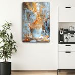 Arkeot Kahve Şöleni Kanvas Duvar Tablosu - Kahve Köşesi Dekorasyonu - 120 x 80 cm - Sarı