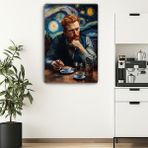 Arkeot Van Gogh Kahvesi Kanvas Duvar Tablosu - Kahve Köşesi - Mutfak Dekorasyonu - Coffee - 90 x 60 cm - Mavi