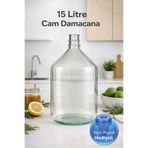 Arkhelais Cam Damacana - 15 Litre - Yaylı Kapak ve Koruma Kılıfı Hediyeli - Pompa ve Sebil Kullanımına Uygun