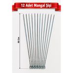 Arkhelais Mangal Şişi Paslanmaz Metal Kebap Şişi Et Tavuk Sebze Izgara Şiş Seti 12 Adet 60 Cm - 3 mm kalınlık