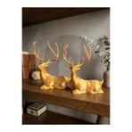ARKlife 3D Electronic Dekoratif Geyik Biblo Figürü Antik Gold 2li Set Ev Ofis Şık Raf Süs Ve Hediyelik