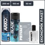 Arko Men Cool Tıraş Köpüğü+Privacy Men Limited Edition Edt Parfüm+Blade Cool Fresh Erkek Deodorant