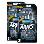 Arko Men Pro 3 Bıçaklı Erkek Tıraş Bıçağı 3'lü 2 Paket