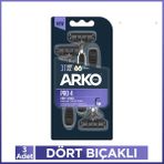 Arko Men Pro4 Dört Bıçaklı Kullan-At Tıraş Bıçağı 3 Adet Tüm Ciltler İçin Beyaz Renk