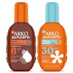 Arko Sun Spf6 Bronzlaştırıcı Güneş Yağı 220 ml&Spf30 Yüksek Korumalı Vücut Güneş Spreyi 200 ml Çanta Hediyeli