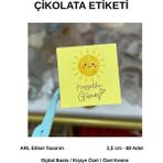 ARL Etiket Tasarım Isme Özel Güneş Figürlü Çikolata Etiketi 3,5x3,5 cm 88 Adet -Vinyet Baskı