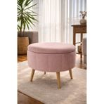 Arlin Babyface Pembe Modern Sandıklı Dekoratif Puf Sandalye - 48*48