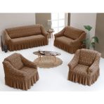 Arlisa 3+2+1+1 Jakarlı Koltuk Örtüsü Takımı - 185 x 230 cm - Açık Kahverengi