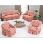 Arlisa 3+2+1+1 Jakarlı Koltuk Örtüsü Takımı - 185 x 230 cm - Pembe