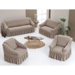 Arlisa 3+2+1+1 Jakarlı Koltuk Örtüsü Takımı - 185 x 230 cm - Taş