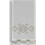 Arliva Home Alize Gri 30x50 Kadife Nakışlı Çeyiz Havlusu