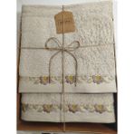 Arliva Home Bukle Nakışlı Kutulu Banyo Seti 50X90 cm Yüz Havlusu ve 90X150 cm Banyo Havlusu - 90 x 150 cm - 50 x 90 cm - Bej