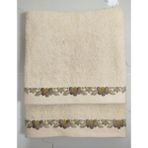 Arliva Home Bukle Nakışlı Kutulu Banyo Seti 50X90 cm Yüz Havlusu ve 90X150 cm Banyo Havlusu - 90 x 150 cm - 50 x 90 cm - Krem
