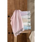 Arliva Home Kadife Nakışlı 6 Lı 30X50 Mutfak Havlusu - Somon - Pembe - Beyaz