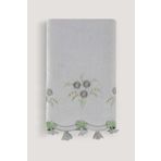 Arliva Home Küpeli Gri 50x85 Kadife Nakışlı Çeyiz Havlusu