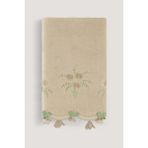 Arliva Home Küpelı Kadıfe Nakıslı Çeyız Havlusu Bej 50X85 - 50 x 85 cm