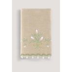 Arliva Home Lavanta Kadıfe Nakıslı Çeyız Havlusu Bej 50X85 - 50 x 85 cm