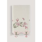 Arliva Home Nergis Krem 30x50 Kadife Nakışlı Çeyiz Havlusu