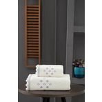 Arliva Home Perla Nakıslı Ponponlu 2Lı Havlu Setı Krem-Lıla 50X80 30X50