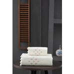 Arliva Home Perla Nakıslı Ponponlu 2Lı Havlu Setı Krem-Pudra 50X80 30X50