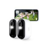 Arlo Essential 2 HD kablosuz dış mekan güvenlik kamerası (2), 1080p, renkli gece görüşü, ışık, hareket sensörü, siren, iki yönlü ses, akıllı ev + Arlo Secure test planı