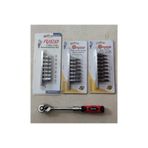 Arm 1/4 Uzatmalı Lokma Cırcır Kolu ve Rico 1/4 Lokmalı Torx Allen E Lokma Bits Takımı Seti
