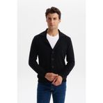 Arma Ar-ma Erkek Siyah Şal Yaka Triko Hırka Slim Fit %50 Pamuk %50 Akrilik Pike Basic Baskısız Cepli K0HTO0859
