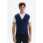 Arma Ar-ma Erkek V Yaka Triko Yelek Slim Fit %100 Pamuk Pima Cotton Düğmeli Basic K9KRO0853 - Lacivert