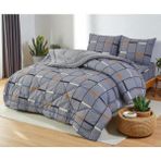 Arma Concept Çift Kişilik Lüx Çift Taraflı Welsoft Pufidik Silikon Yorgan 195X215 + 2 Adet Yastık Kılıfı - 195 x 215 cm - Gri - Lacivert