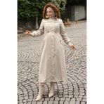 Arma Detaylı Kapşonlu Mont Bej 19268 - 38