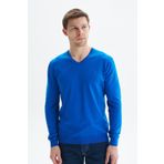 Arma Erkek Slim Fit Basic V Yaka Triko Kazak K9KRO0852 Saks Mavisi-SM1 M