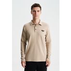 Arma Erkek Slim Fit Çıt Çıt Düğmeli Polo Yaka İnterlok Sweatshirt K28564988101 Gri-Bej G8 XL