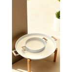 Arma House 51*26 Cm Beyaz 2'li Ahşap Bacaklı Tepsi ve Yer Sofrası