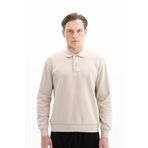 Arma K26564699901 Regular Fit Kazak Selanik Kumaş Polo Yaka Düğmeli Bej-B2 Erkek Sweatshirt
