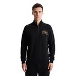 Arma K28404626801 Regular Fit Cepsiz Basic 3 İplik Şardonlu Dik Yaka Yarım Fermuar Siyah-S1 Erkek Sweatshirt