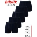 Arma Yıldız Erkek Lacivert Büyük Beden Boxer Pamuklu Likralı Yumuşak ve Esnek Kumaş 5'li Paket