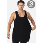 Arma Yıldız Erkek Siyah Büyük Beden Atlet 3'lü Paket %100 Pamuklu Penye - 5XL