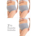 Arma Yıldız Kadın Lohusa Hamile Külodu Gri Pamuklu Likralı Yumuşak Dokulu Esnek Kumaş 3'lü Set - XL