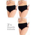Arma Yıldız Kadın Lohusa Hamile Külodu Siyah Pamuklu Likralı Yumuşak Dokulu Esnek Kumaş 3'lü Set - 2XL