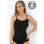 Arma Yıldız Kadın Siyah Bambu İp Askılı Atlet 2'li Paket Nefes Alabilir ve Yumuşak Kumaş - 2XL