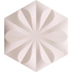 Armada Çini 15x17 cm Çiçekli Beyaz Desen Altıgen Çini Seramik Karo