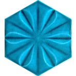 Armada Çini 15x17 cm Çiçekli Turkuaz Desen Altıgen Çini Seramik Karo