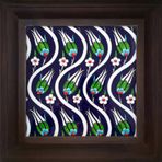 Armada Çini 20x20 Cm ED 107 Kobalt Sarmaşık Lale desenli Kütahya Çini Pano